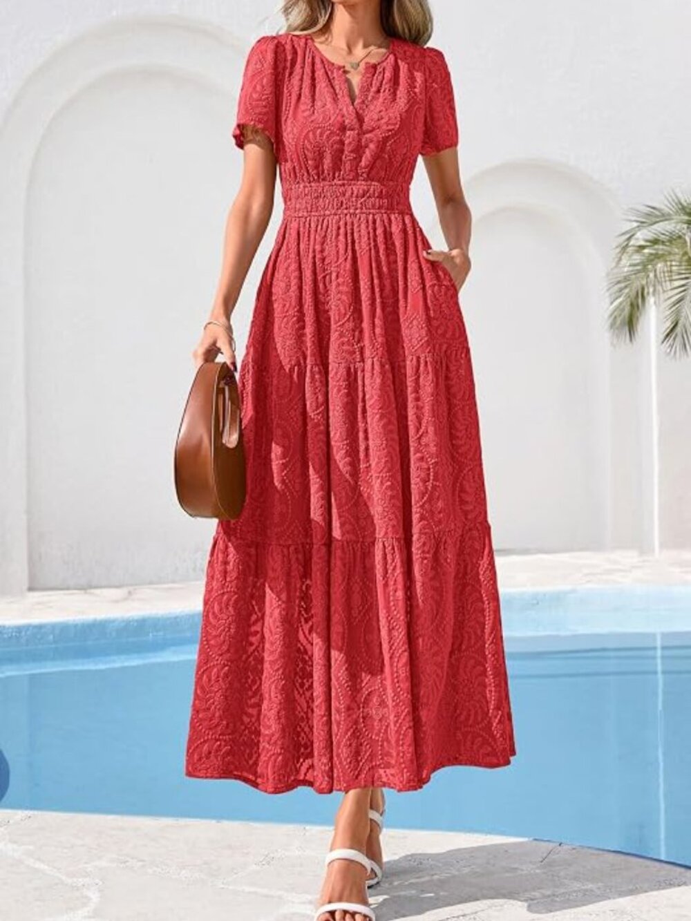 Womens Maxi Embroidered Wedding Guest Dress